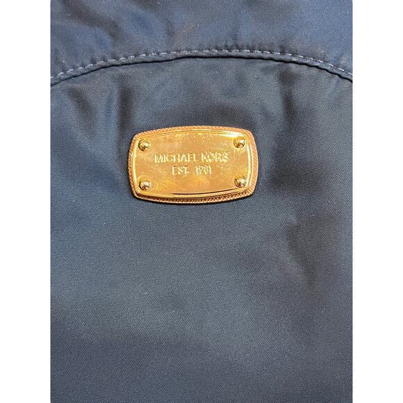 MICHAEL KORS Backpack Navy Nylon Saddle Saffiano Leather Strap Jet Set Bookbag - Picture 2 of 10